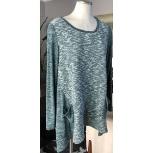 LOGO Long Sleeve Asymmetrical Hem Tunic Top